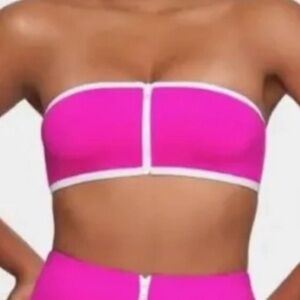SKIMS SPORTY ZIPPER SWIM BANDEAU BIKINI TOP S